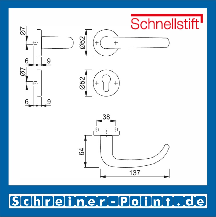 Hoppe San Francisco Aluminium Rosettengarnitur, F9 Alu Stahl, 1301/42KV/42KVS, 3715191, 3715431, 3715693, 3715722